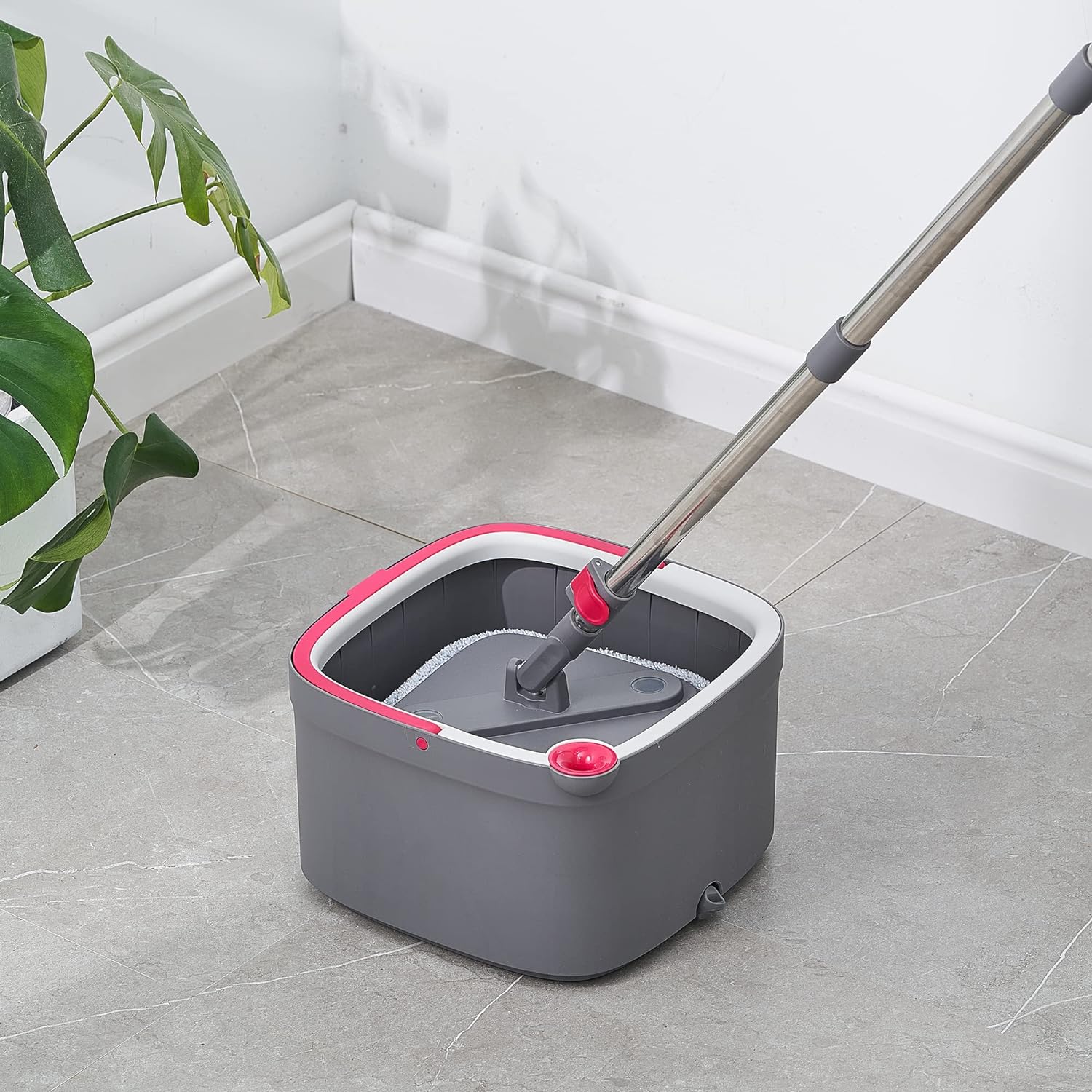 Mop and Bucket, Spin Mop, Dual Compartment Mop Bucket, Cleaning Mop -2 Machine Washable Mop Pads Mop and Bucket, Spin Mop, Dual Compartment Mop Bucket, Cleaning Mop -2 Machine Washable Mop Pads